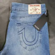 True Religion Geno Jeans Size 36 38 Men Denim Medium Golden Wash Relaxed Slim
