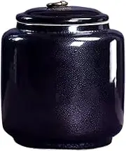 Decorative Chinese Retro Kiln Change Glaze Loose Leaf Tea Warehouse Large Sealed Storage Jar Decorative Porcelain Container(Black)