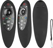 Silicone Remote Control Case Compatible with LG AN-MR500G 3D Smart TV Remote Shockproof Protective Shell Cover with a Lanyard (Black)