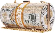 [GripIt] Rhinestone Clutch Purses for Women,Realistic Money Bag Purses for Party Diamond Novelty Purse Evening Handbag