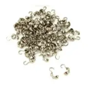 100 White Plated Clamshell Bead Tips 3mm