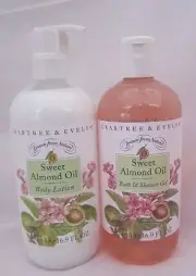 Crabtree & Evelyn 16.9 fl oz Bath / Shower Gel & Body Lotion Sweet Almond Oil