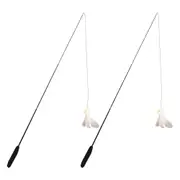 2x Purroom Retractable Cat Teaser Stick/Wand Fun Interactive Kitten Pet Play Toy