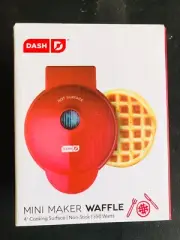 DASH Mini Maker Electric Round Red - Hash Browns Pancakes Waffles Eggs