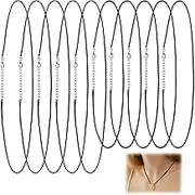 10Pcs Necklace Cord, 2mm Black Leather Adjustable Necklace Waxed Cord with Lobster Clasp, Soft Rope Long Chain Ropes Wax Rope Chain Braided String Fine for DIY Pendant Making Bracelet Necklaces