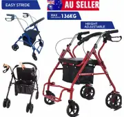 6 Wheel Rollator Walker with Seat Lightweight for Seniors Walking Rolling Blue