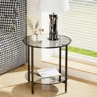 Reinforced Glass Nightstand Double Layer Sofa Side End Table Lamp Display Stand