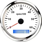 ZFGVGNMTYA 7 Color Backlight 85mm Tachometer Gauge for Marine Boat Car Truck 9-32V LCD 3K~8K RPM Tacho Digital Hour Meter Hourmeter Car Tachometer(6K WS)