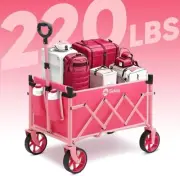 Heavy Duty Wagon with Big Wheels, Foldable Cart with 220LBS Capacity, Utility Li