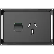Clipsal Pro Series, cover frame, 1 switch & 1 socket, 10 A, Black - P3015C-BK