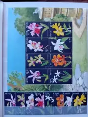 NEVIS 1999 Orchids good lot of stamps very fine MNH set+KB