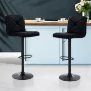 2 x Counter PU Leather Bar Stool Unique Barstool Cross Back Rest Padded Black