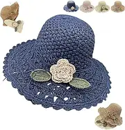 [Generic] 2025 Aviationp Elegant Crochet Straw Hat with Ruffle Detail - Foldable Wide Brim Sun Hat Handwoven for Travel