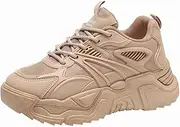 [NCNDB] Women's Clunky Sport Sneaker Trainers Lace Up Fashion Increased Dorky Bottom Shoes