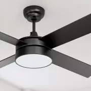 48" 4 Blades Lamp Indoor Control Remote Ceiling Fan with 3 Color LED Light w/ AC