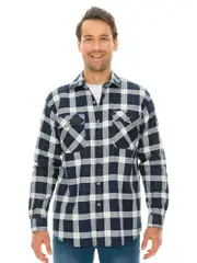 Lowes Navy Check Flannelette Shirt
