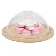Bamboo Mini Round Cheese Cake Dessert Fruit Tray Acrylic Cover Serving Platter