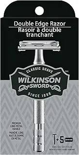 Wilkinson Sword Double Edge Razor for Men With 5 Double Edge Razor Blades Refills