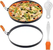 2 Pack 8 Inch Pancake Mold Nonstick Omelet Ring Stainless Steel With Insulated Handle - Round Cooking Rings With Oil Brush and Egg Separator for Breakfast Sandwich Omelette