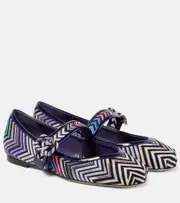 [Missoni] Missoni Zigzag leather-trimmed Mary Jane flats AU 9 multicoloured