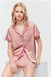 NEW Peter Alexander Nougat Chic Satin Shortie Pj Top & Shorts Set XL RRP$129