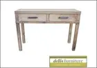 Rustic Recycled Elm Timber 2 Drawer Console/Hall Table