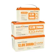 [EU Direct] SUNHOOPOWER 12V 100AH/200AH/300AH LiFePO4 Battery Rechargeable Lithium Battery Built-in BMS, Self-Discharge,