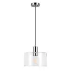 Henn&Hart 10" Polished Nickel Metal/Glass Pendant