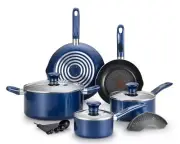 14 Piece Nonstick Blue Cookware Set T fal Heat Mastery System with Thermo Spot