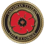 Canadian Veteran Medallion for Box Cremation Urn/Flag Case - 2 Inch Diameter