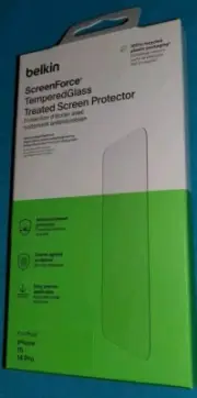 Belkin iPhone 15/14 PRO Screen Force Tempered Glass Treated Screen Protector NEW