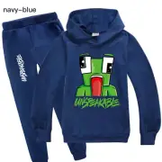 Boys UNSPEAKABLE outfit cotton navy hoodie top pants set long sleeve size 7-14