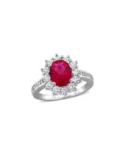 Rina Limor Silver 4.08 ct. tw. Diamond & Lab-Grown Ruby & Sapphire Ring