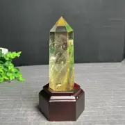 Natural citrine Quartz obelisk Crystal tower Blue needle Energy Healing+stand