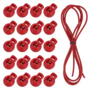 20 Pcs Single Hole Cord Locks with Elastic Cord, Bright Red
