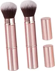 SAFIGLE 2Pcs Collapsible Dual Ended Makeup Brush with Cap Portable Soft Bristle Foundation and Eyeshadow Brushes for Travel and Quick Touch Ups