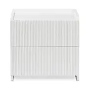 Nasrin 50cm Two Drawer Bedside Table - White