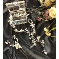 在飛比找蝦皮購物優惠-現貨 婚禮 飾品 頭飾 花圈 珍珠 鑽石 水鑽 結婚 髮叉 