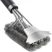 Grill Brush and Scraper Stainless Steel Wire Bristles Brush Double Scrapers and Stiff 18 Inch Handle,BBQ Cleaning Brushs for Gas, Charcoal, Smoker, Porcelain, Infrared Grill(silver,Size:45.8cm/18inch)
