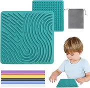Sensory Activity Board, Silicone Sensory Board Fidget, Double Side Activity Board, Fidget Toys for Kids, Sensory Activity Board with Travel Bag and 11 Strings, Silent Fidget Toys for Calming