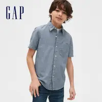 在飛比找蝦皮商城優惠-Gap 男童裝 輕盈舒適牛仔短袖襯衫-中度水洗(573753