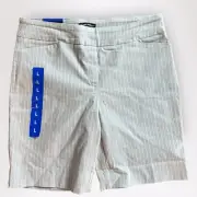 NWT Women’s HILARY RADLEY Light Blue Striped Pull on Shorts Size Large