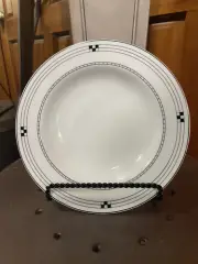 Set of 8 • Pottery Barn Geometric Checkered Pattern • Rimmed Soup Bowls • NEW