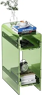[Dewrhiixe] Clear Acrylic Side Table Narrow, Slim End Table for Small Spaces, Skinny Nightstand Bedside Table for Bedroom, Living Room, Office