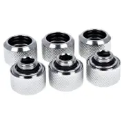 Alphacool G1/4" Fitting for Acrylic/Brass Hard Tubes, 16mm OD, Chrome, 6pk