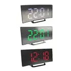 Intelligent USB Charging Curved Mirror Clock 12/24 Hours Bedroom Home Decoration