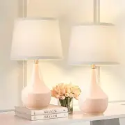 Table Lamp Set of 2, 18.63” Ceramic Table Lamp Classic Pink;White Lampshade