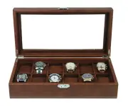 12 Piece Distressed Brown Leatherette Big Face Watch Display Case Storage Box