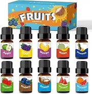 Fruity Fragrance Oil for Candle & Soap Making, Holamay Premium Fruit Essential Oils 5ml x 10 - Coconut, Strawberry, Mango, Pineapple and More Scented Oils, Summer Aromatherapy Diffuser Oils Set