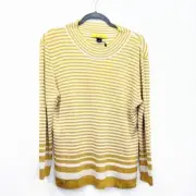 St. John Women’s Yellow Stripe Wool Blend Pullover Sweater Top Size XL NWT